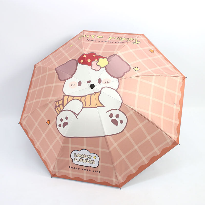 Damen Kawaii Falt-Regenschirm Karnz