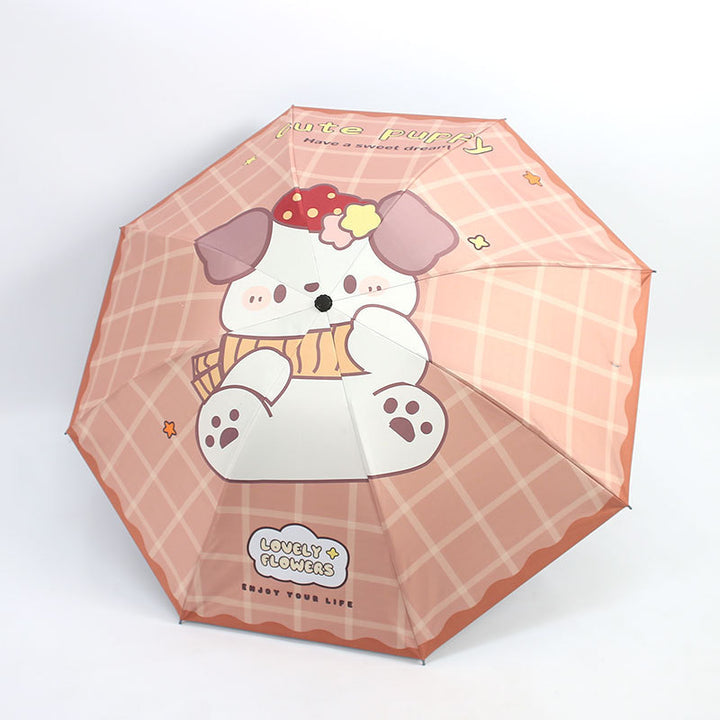 Damen Kawaii Falt-Regenschirm Karnz