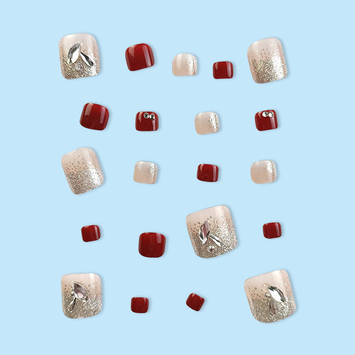 Fußnagelkunst-Set mit glamourösen Glitzerakzenten Karnz