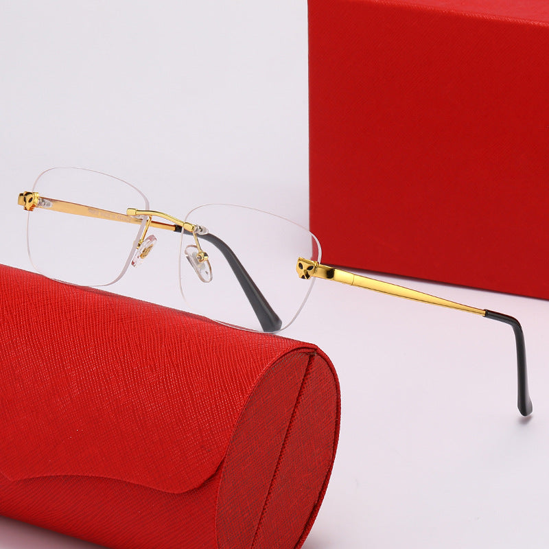 Damen modische Halbrahmenbrille mit elegantem Metallgestell Karnz