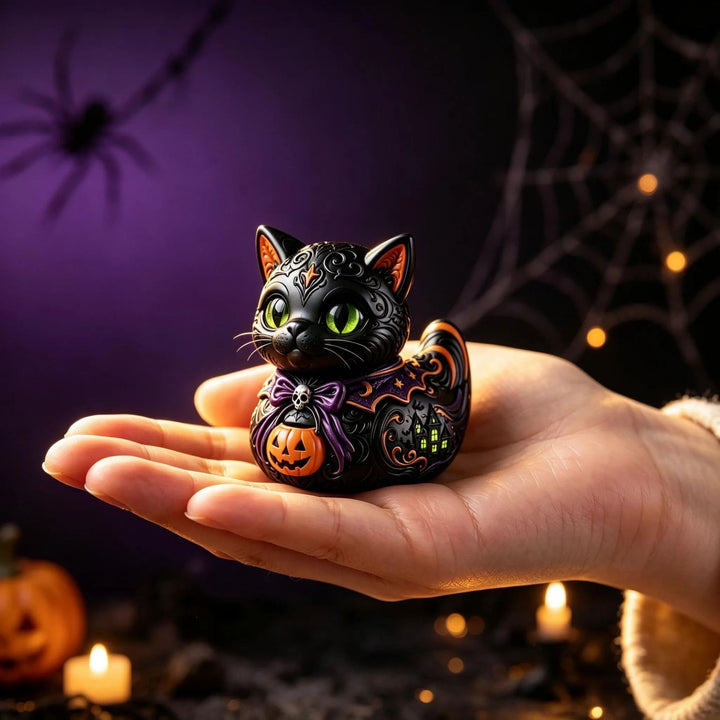 Dekorative Halloween-Katzenfigur Karnz