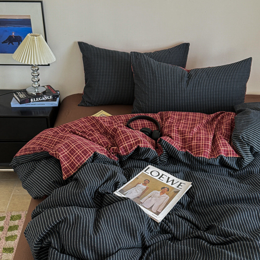 Modern Gestreifter Bettbezug Set