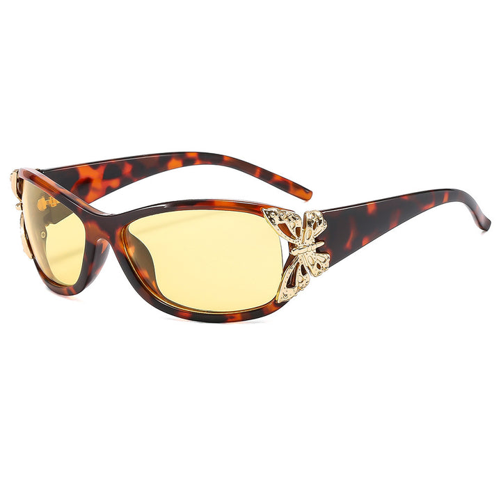 Modebewusste, mit Schmetterlingen verzierte Sonnenbrille Karnz