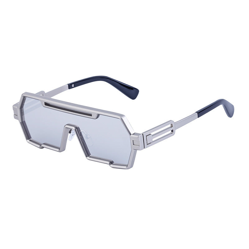 Damen modische Sonnenbrille im futuristischen Design mit breitem Rahmen Karnz