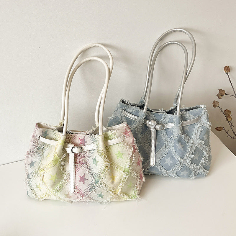 Sternenmuster Strand Schultertasche