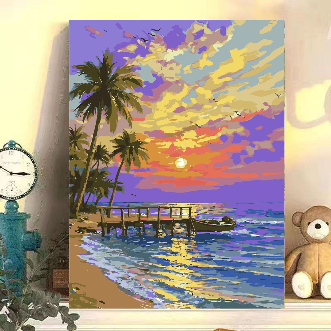 Tropical Sunset Seascape Canvas Art Karnz