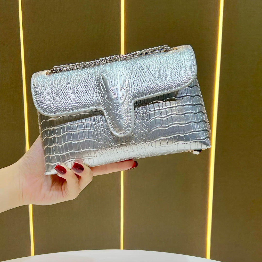 Elegante Krokodil-Effekt Clutch Bag