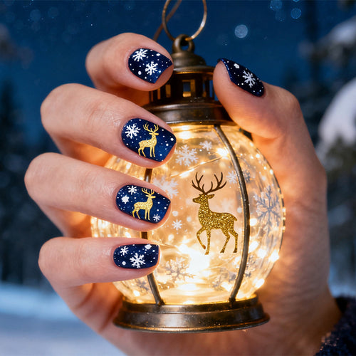 Kunstnagelset mit festlichem Schneeflocken-Design Karnz