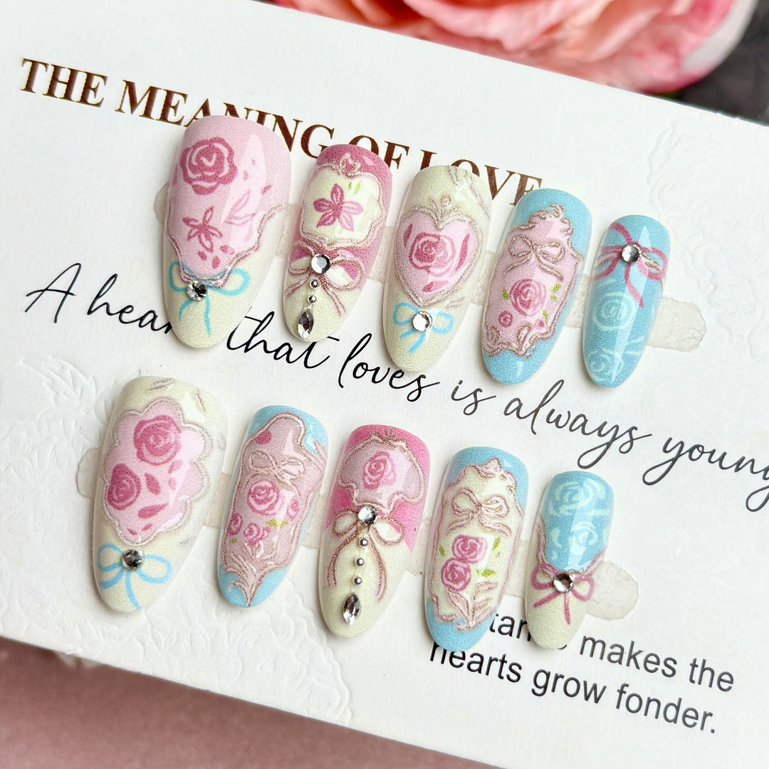 Elegante Floral Art Press-On Nail Set