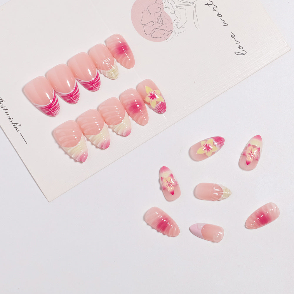 Elegantes blumenförmiges Press-On-Nagel-Set Karnz