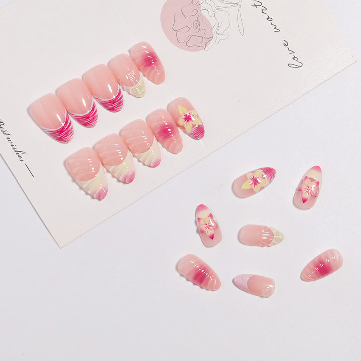 Elegantes blumenförmiges Press-On-Nagel-Set Karnz