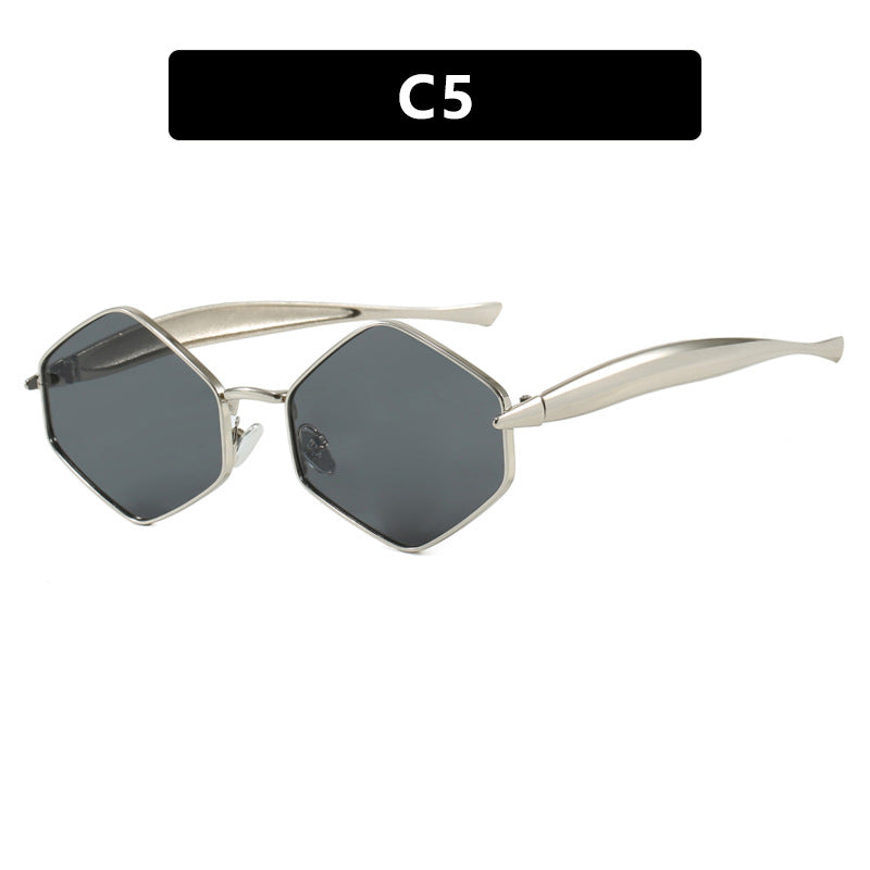 Damen hexagonale Sonnenbrille mit elegantem Metallrahmen und UV-Schutz Karnz