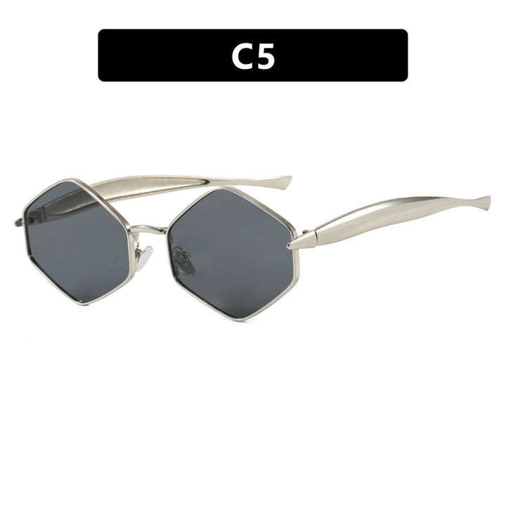 Damen hexagonale Sonnenbrille mit elegantem Metallrahmen und UV-Schutz Karnz