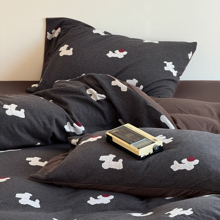 Baumwollmischung Teddy Motiv Bettbezug Set mit Kontrastsaum
