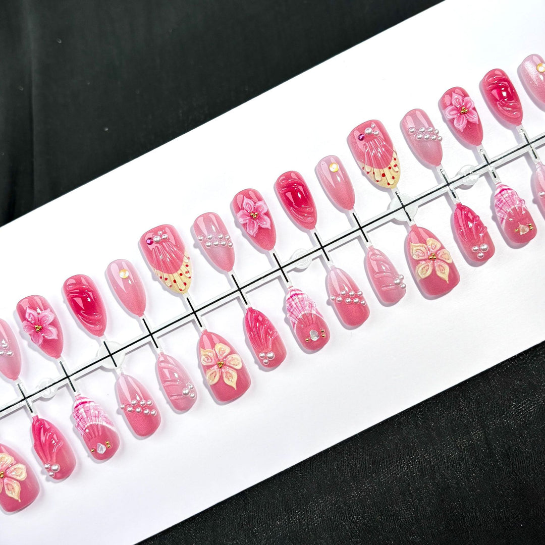 Dekorative Blumen Press-On Nagelkunst Kollektion