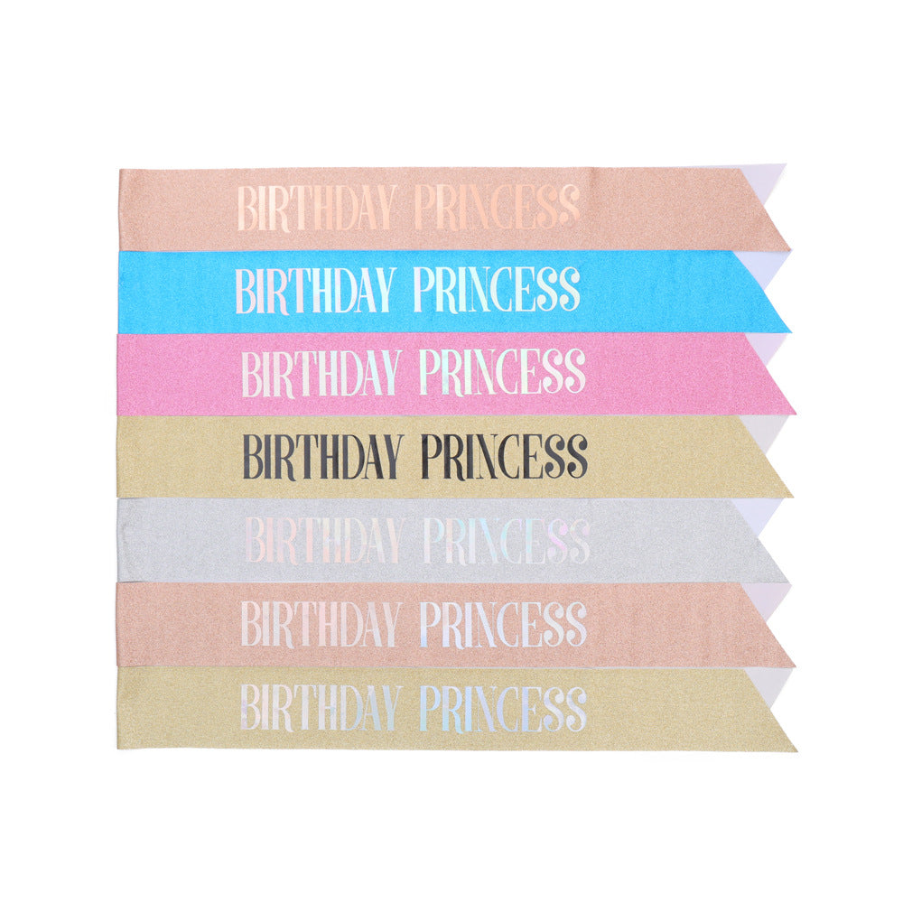 Damen Glitzernde Prinzessinnenkrone mit Birthday Princess Schärpe Karnz