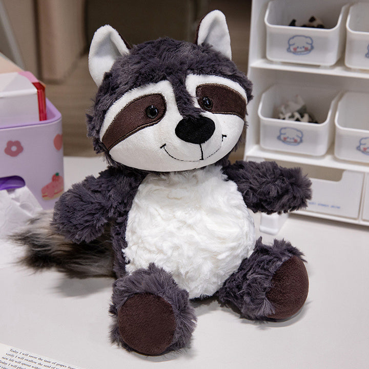 Plüsch Waschbär Weiches Fell Sitzendes Plüschtier mit besticktem Gesicht und flauschigem Schwanz Karnz