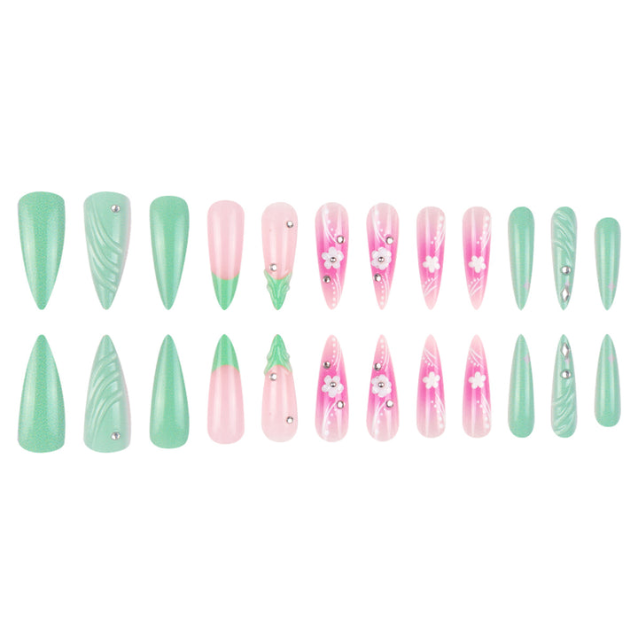 Blumenverzierte Stiletto-Nägel Karnz