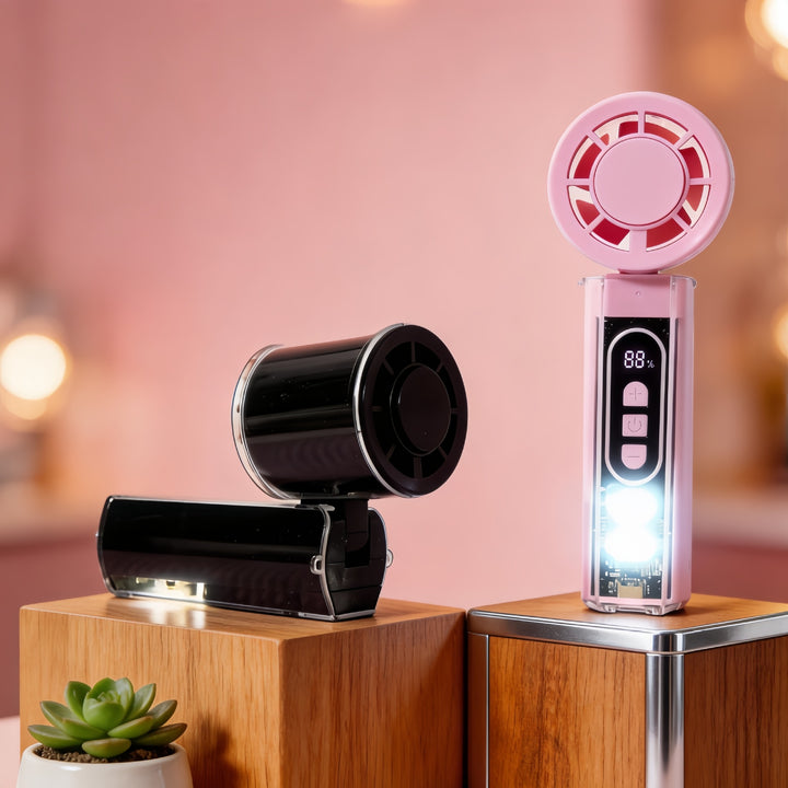 Damen Tragbarer Mini-Ventilator mit LED-Anzeige und USB-Ladefunktion Karnz