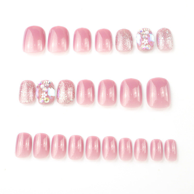 Premium Funkelnde Press-On Nagelset mit dekorativen Strasssteinen Karnz