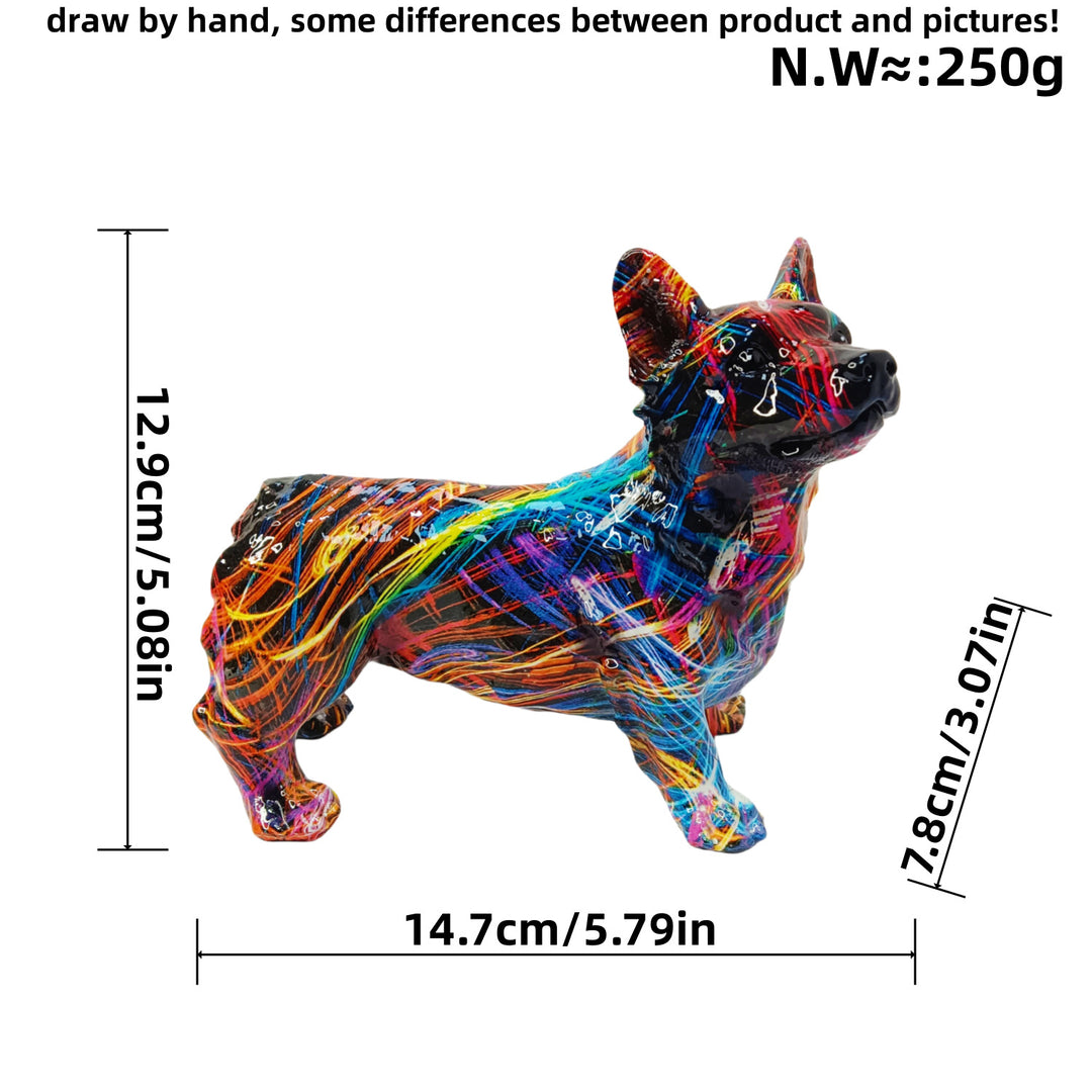 Bunte Dekofigur eines Welsh Corgis Karnz