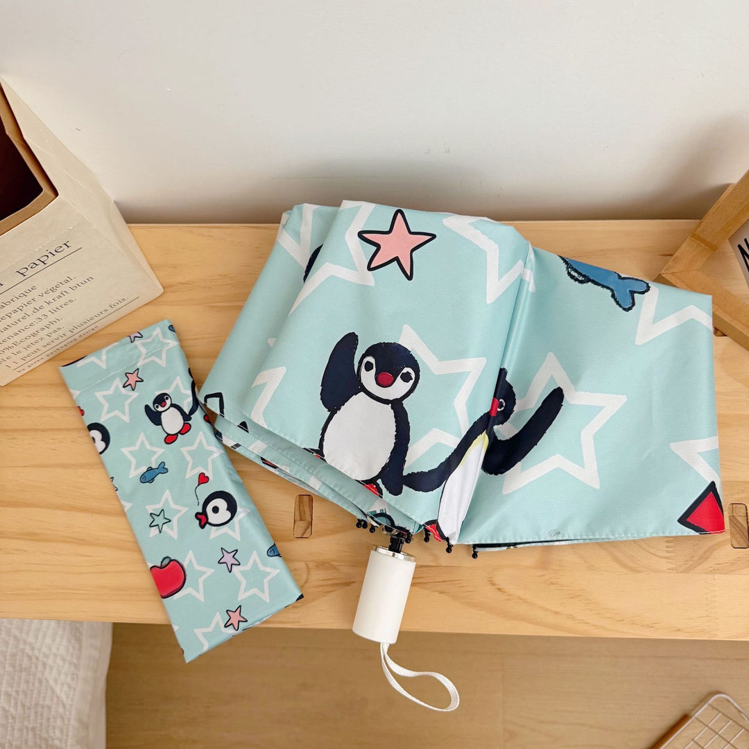 Damen faltbarer Regenschirm mit verspieltem Pinguin-Design Karnz