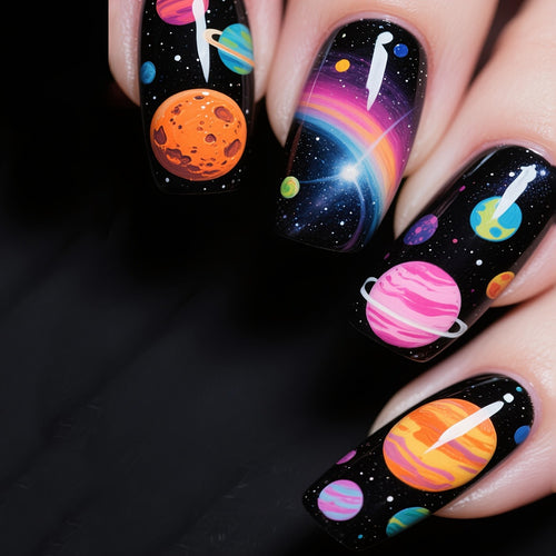 Kunstnägel mit Galaktischem Planeten-Motiv Karnz