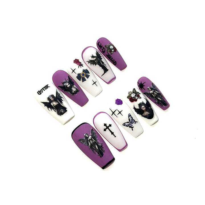 Künstlerisches Gothic Press-On Nail Art Set