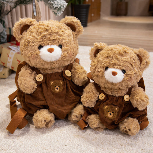 Plüsch Teddy Bär Rucksack mit Corduroy Latzhose & verstellbaren Trägern Karnz