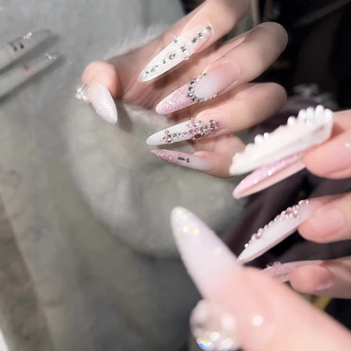 Glamouröse Dekorative Stiletto Druck-On Nagelverlängerungen