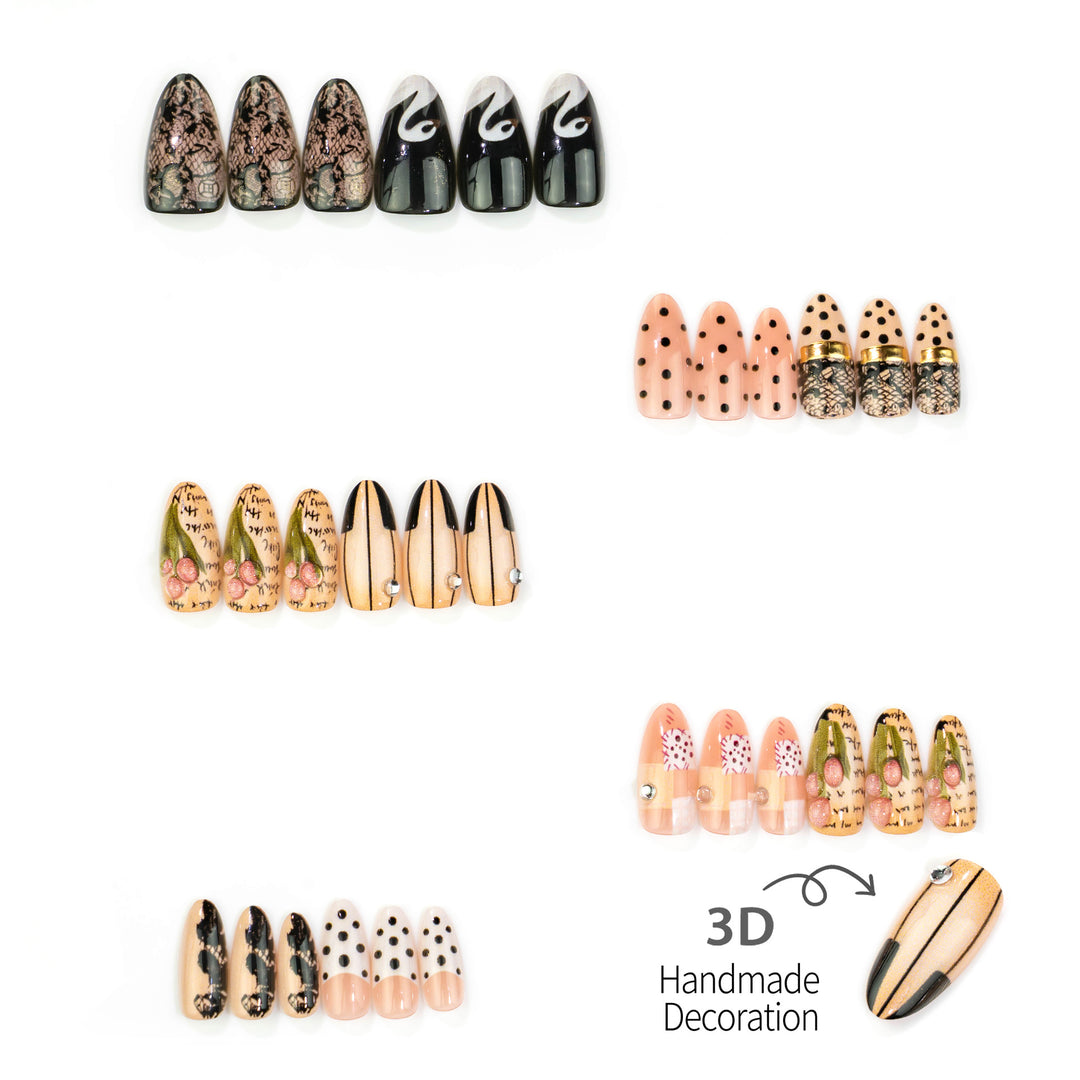 Künstlerisches Press-On Nagelset mit elegantem Design