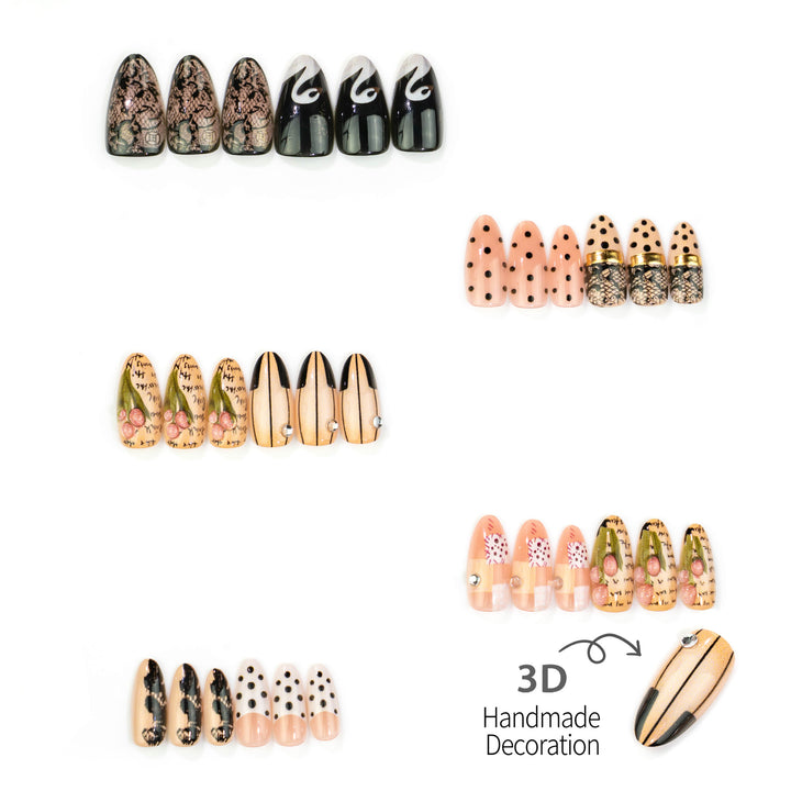 Künstlerisches Press-On Nagelset mit elegantem Design