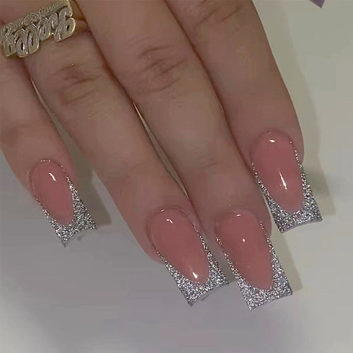 Glitzernde Französische Spitze Nagelkunst Karnz