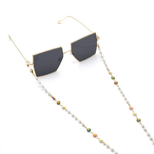 Elegante Perlen- und bunte Edelstein-Brillekette Karnz