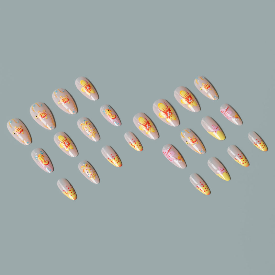 Künstlerisches von Ozeanen inspiriertes Nagelkunstset