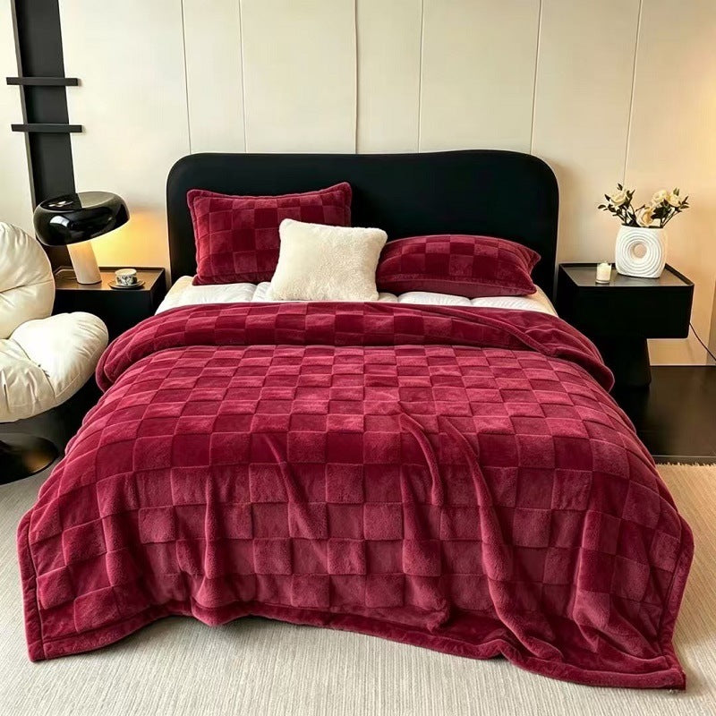Strukturiert Patchwork Fleece Decke Karnz