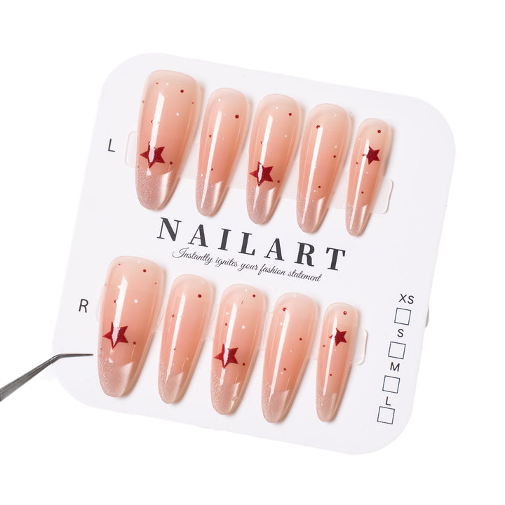 Dekorativer Stern-akzentuierter Press-on-Nagelset Karnz