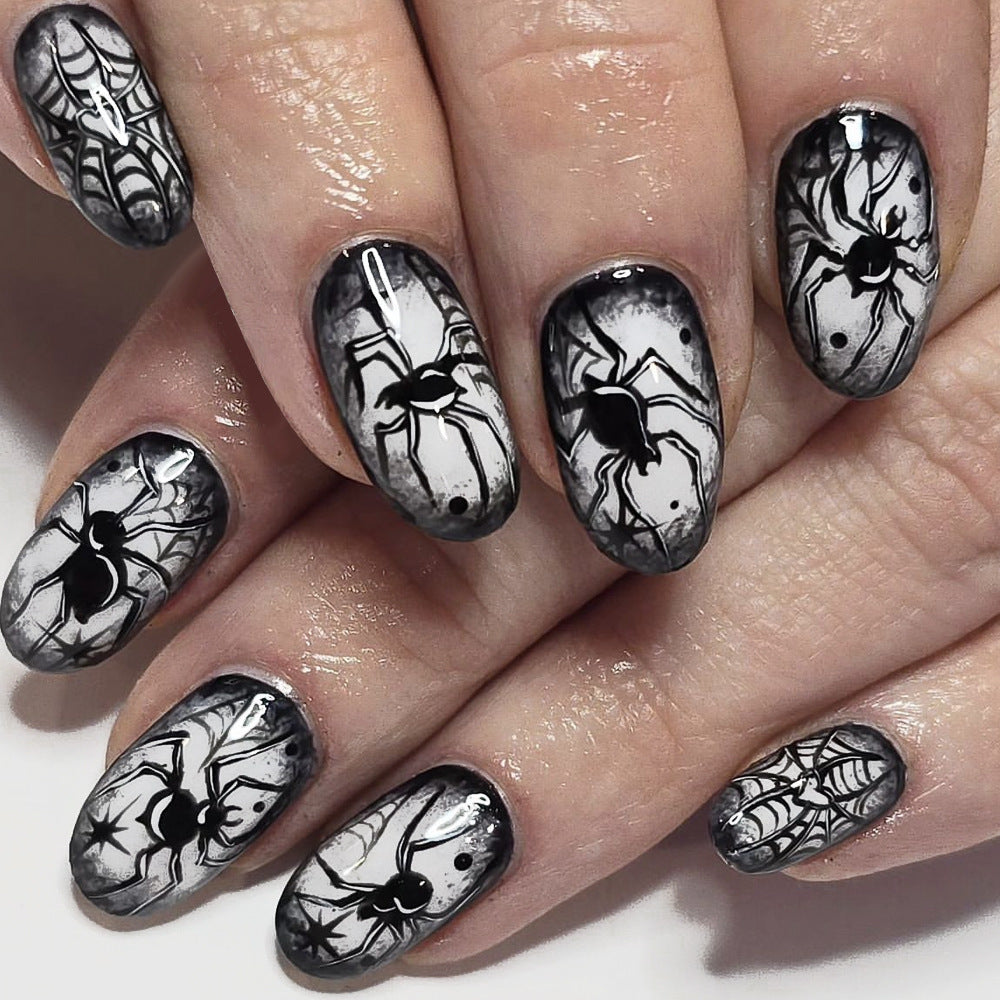 Creepy Spider-Themed Press-On Nail Art Set Karnz