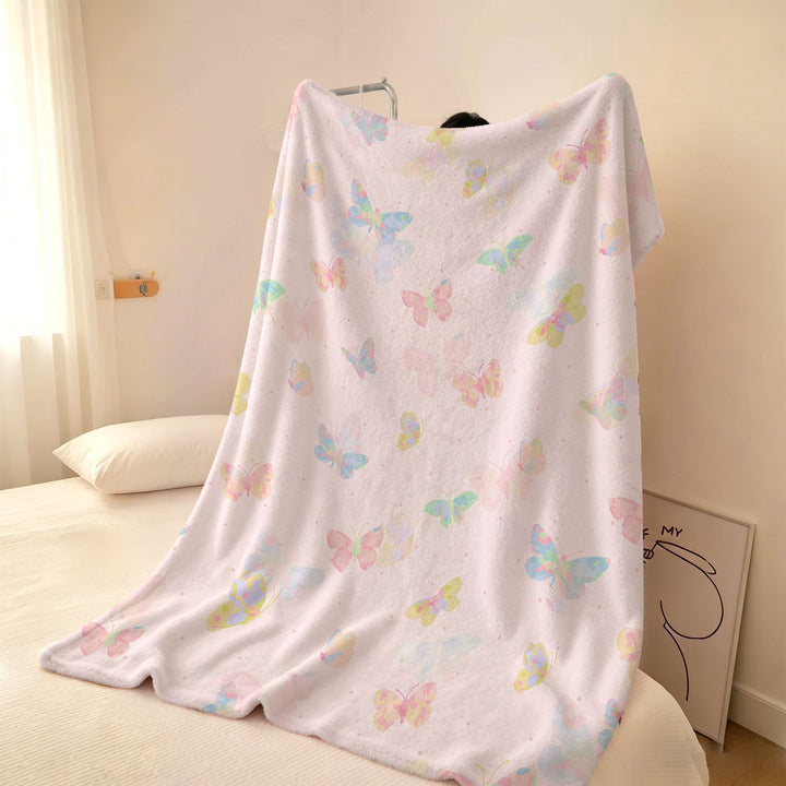 Gemütliche Schmetterlingsdruck Fleece-Wurfdecke