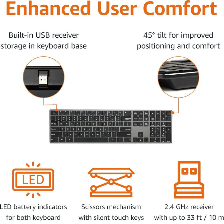 Ergonomisches Kabelloses Tastatur- und Maus-Set Karnz