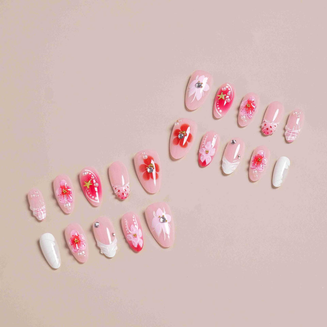 Elegantes florales Design Press-On-Nagelset Karnz