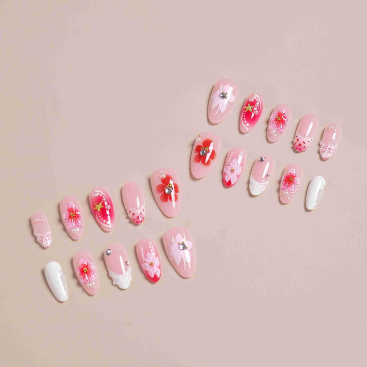 Elegantes florales Design Press-On-Nagelset Karnz