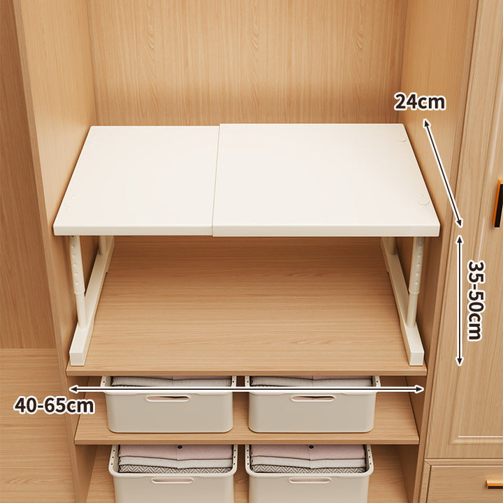 Erweiterbare Klappkleiderschrank-Regalplatte mit teleskopischer Unterstützung