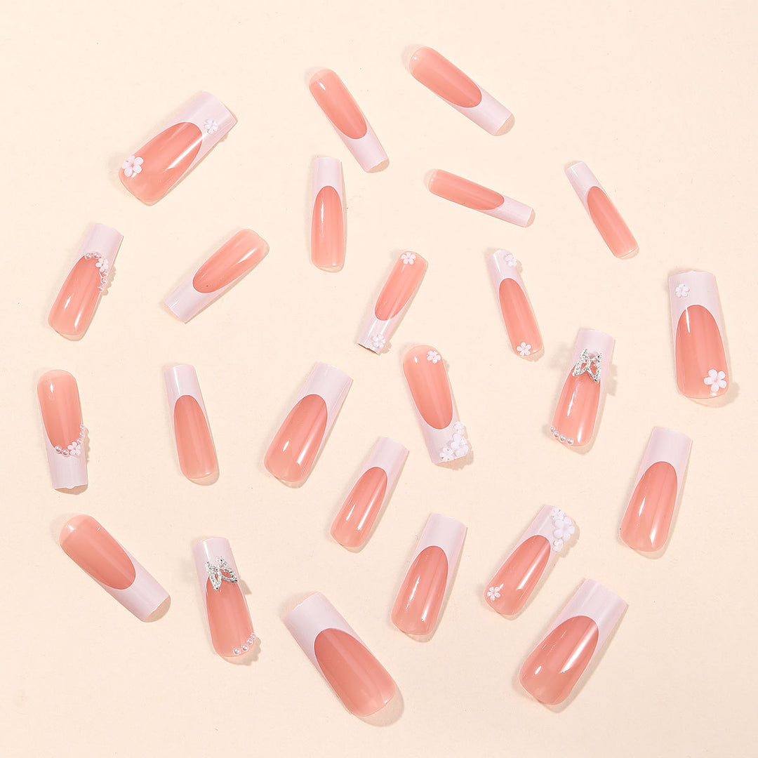 Elegante florale Akzent Acryl Nagelkunstverlängerungen Karnz