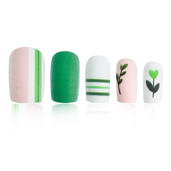 Künstlerisches botanisches Press-On-Nageldesign-Set Karnz