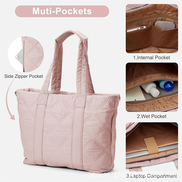 Elegante und Vielseitige Stoffhandtasche mit Abnehmbarem Kosmetiktäschchen Karnz