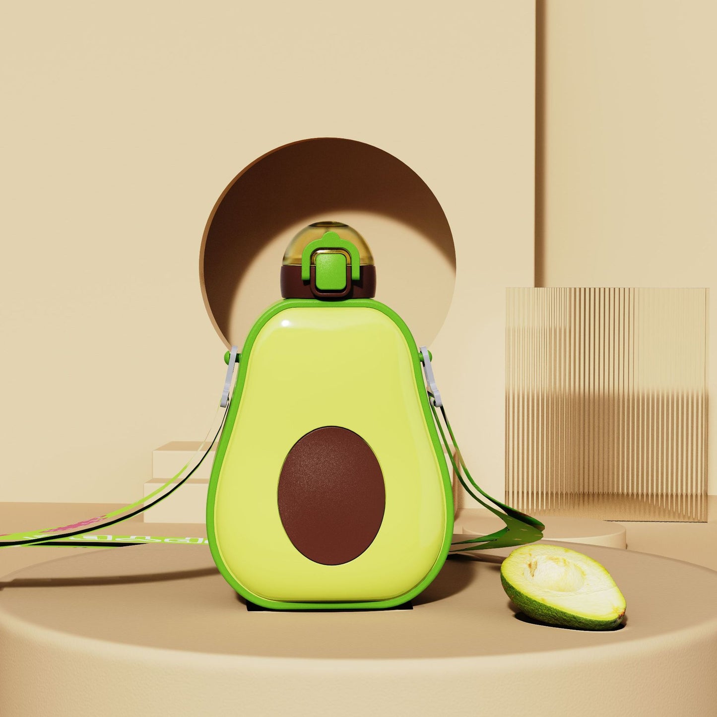 Damen kreative Avocado-Trinkflasche mit Trageschlaufe Karnz