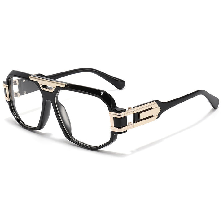 Statement Quadratrahmen Sonnenbrille mit dekorativen goldenen Akzenten Karnz
