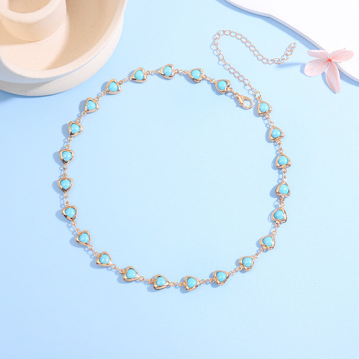 Herzförmige Edelstein Choker Halskette Karnz