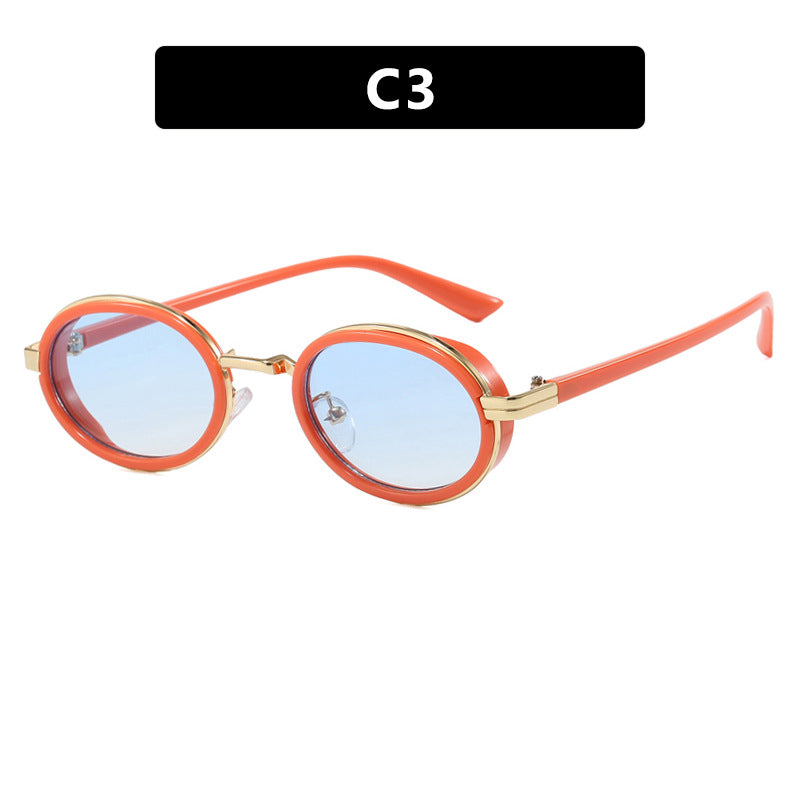 Damen runde Sonnenbrille mit leichten Gläsern und goldenen Akzenten Karnz